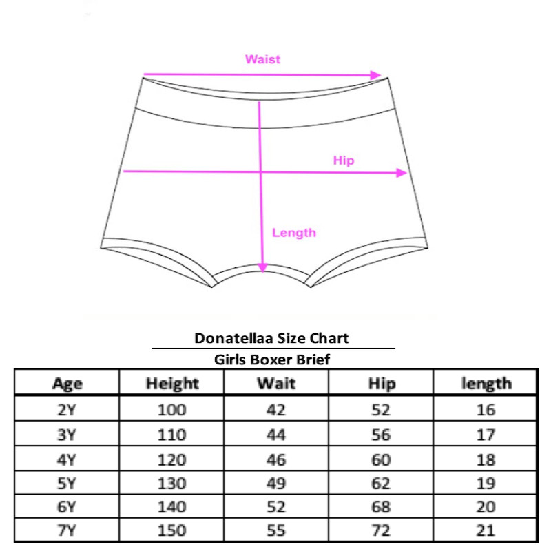 Little Girls 2Y-7Y Set of 3 Boxer Brief Underwear combed cotton PJ101 rainbow group H370